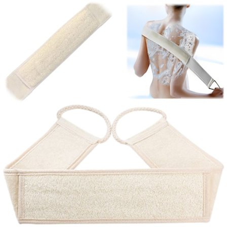 Eksfolierende Loofah Rygbørste, Naturlig Luffa Loofah Pad Badebørste, Rygvask til Brusebadssvamp Krop, Dobbeltsidet Skrubbe Rem Ryg