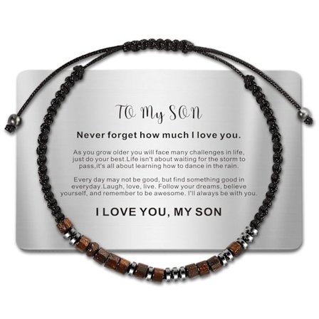 Armband till min son från mamma Jag älskar dig Morse Code Armband Graverat Plånbokskort Examenspresenter till son Män Pojkar Justerbar Handgjord