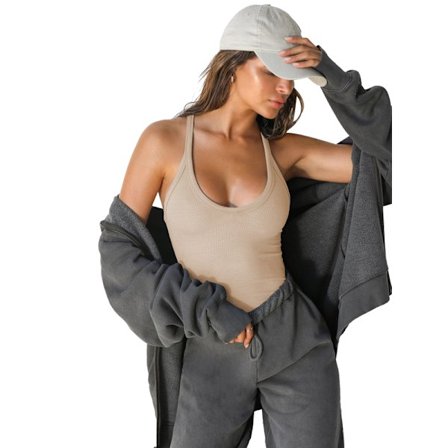 Dam Racerback Basic Tank Camisole V-ringad Slim Fit Ribbad Ärmlös