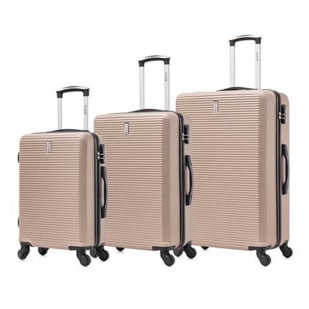 3 Kappaleen Matkalaukku Setti | CELIMS Viikonloppumatkalaukku | Kabinettikoko + Keskikoko + Suurikoko | Ultra-Kestävä | 360 Pyörät | Lukko | Shampanja