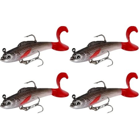 Fiske lokkemad sæt, 3D øjne bløde fiske lokkemad enkelt krog agn kunstig agn fiskeri tilbehør til havbars gedde ørred aborre