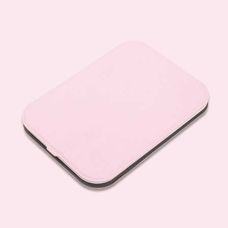 Rosa smink spegel, LED bärbar spegel med ljus, pekskärm smink spegel, 3-färgs dimbar belysning