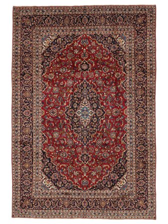Keshan Rug Hand Knotted 247X367 Black/Brown Persia