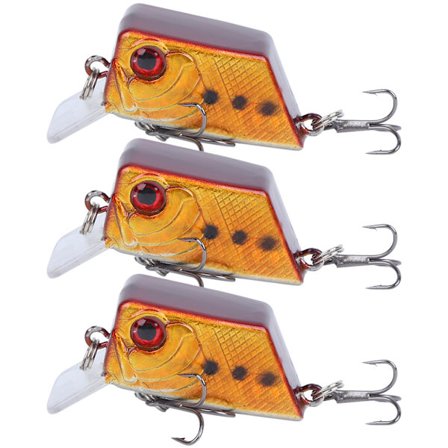 3 stk. Cube Mini Agn Kunstig Fisk Lokkemad Fiskegrej Værktøj med Skarpe Kroge 5#
