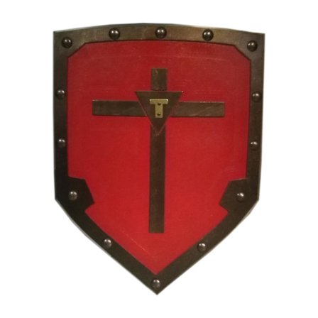 Trämedeltida Viking Cross Shield - Röd SWE103