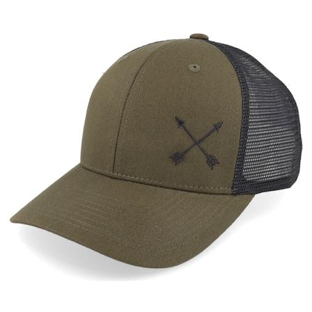 Wild Spirit - Arrows Cross Dark Mash/Black Trucker Trucker Green Cap - @ Hatstore