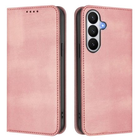 Samsung Galaxy S26 / S26 Pro Plånboksfodral Retro Textur Konstläder - Rosa