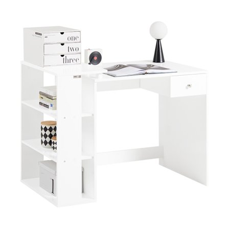 SoBuy Computerskrivebord med 1 skuffe i hvid 100x60x76cm, minimalistisk FWT35-W