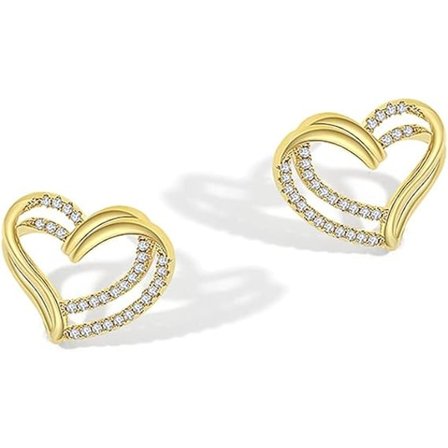 Hjerteformede ørepynt for kvinner - Kjærlighetshjerte ørepynt i gull for