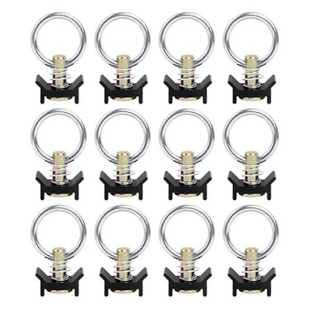 12 st Enkel Stud Montering L-spår 1814 kg Kapacitet Med Rostfritt Stål Rund Ring Aluminiumhållare