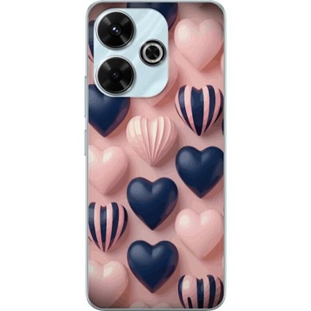 Kompatibelt Mobildeksel til Xiaomi Redmi 13 Myke tredimensjonale hjerter i rosa og marineblå toner i et romantisk mønster