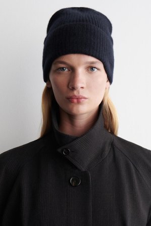 COS Women's Wool Cashmere Beanie in Blue