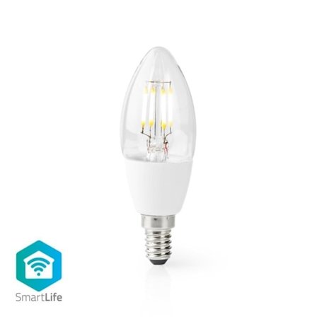 Nedis SmartLife LED Glødepære | Wi-Fi | E14 | 400 lm | 5 W | Varm Hvid | 2700 K | Glas | Android / IOS | Stearinlys | 1 stk