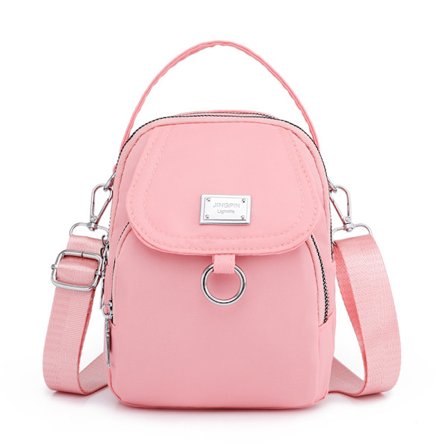 Crossbody mobiltelefonväska dam vattentät liten mobiltelefon axelväska nylon dam plånbok rese mini crossbody handväska (rosa)