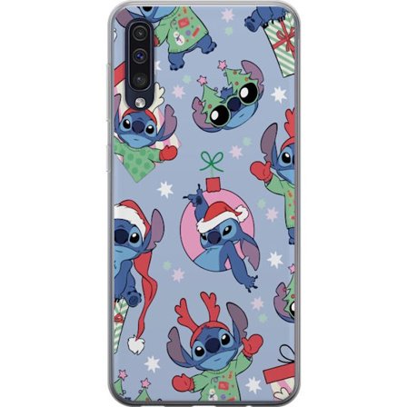 Kompatibelt Mobildeksel til Samsung Galaxy A50 Disney Stitch julemønster Jul Stitch Nissehorn blå bakgrunn Disney juledesign