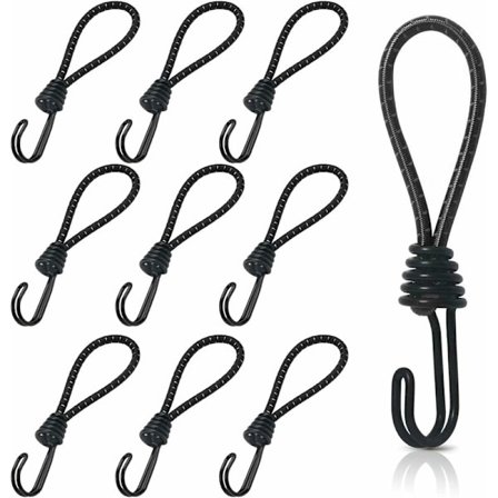 10 stycken gummiband med spiralformade krokar, korta elastiska spännare, presenningsspännare med dubbla krokar