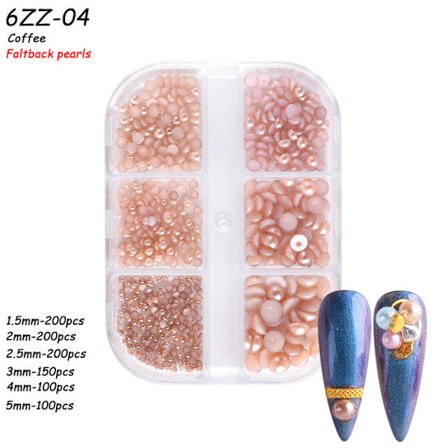 Nageldekorationer för Nail Art Halvcirkel Full Circle Färgglad Pearl Aurora 6-grid Pearl ZZ01 12g