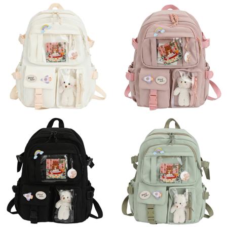 Kawaii-reppu, suuri kapasiteetti, söpö karhu, tarvikkeet, reppu kouluun, monikäyttöinen tasku, japanilainen koululaukku teini-ikäisille tytöille