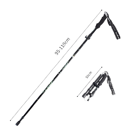 2023 Nye Sammenklappelige Trekking Stave Gåstok Vandring Naturehike Antishock(95-110cm,sort)