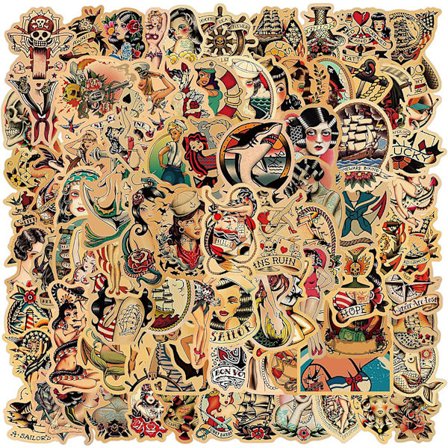 Vintage-tarroja | 100 kpl | Retro-tarrapakkauksia aikuisille, Pin u