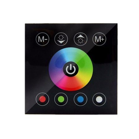 DC12V-24V RGB / RGBW Väggmonterad Kontroller Glaspanel Dimmer för LED-lister Lampa Svart