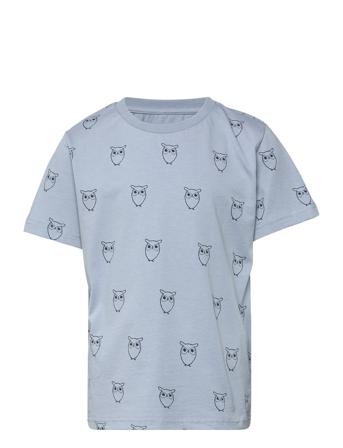 Owl Aop T-Shirt - Gots/Vegan T-shirt Blå Knowledge Cotton Apparel