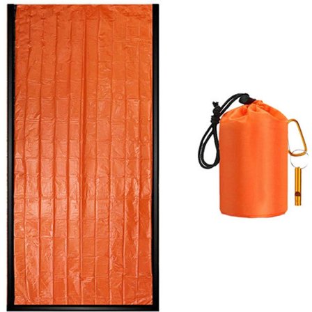 ING Nødtelt - Utendørs overlevelse sovepose - 1-2 personer - Oransje - Oppbevaringspose