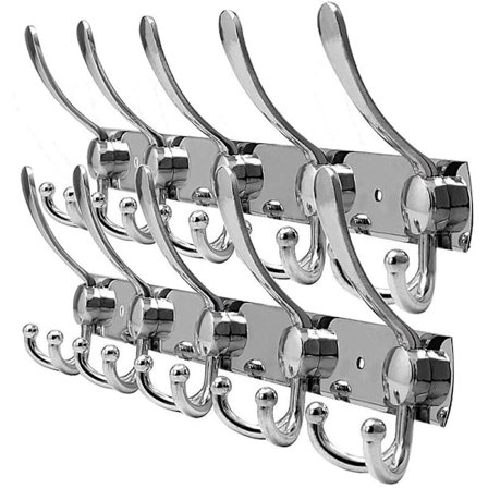 Klädkrok, rostfritt stål klädkrok, rostfritt stål handdukskrok, klädkrok, klädkrok ca 30 kg belastningskapacitet (silver 15 krokar) 2 stycken