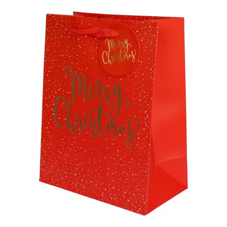 Vuxen: Presentpåse MERRY CHRISTMAS Röd