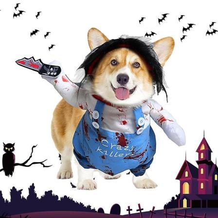 Blodige kostymer til hunder Katter Kjæledyrkostymer Dress-up Cosplay rekvisitter Dress-up Blodige kjæledyrkostymer til Halloween Festutstyr Hund M