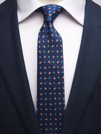 John Henric Men's Blaue Paisley Krawatte Size 6,5