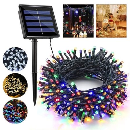 12m Solcellslampor Belysning 100 LED Repljus Belysning Jul Fest Trädgård Utomhus Solcells Färgglada Fe-lampor