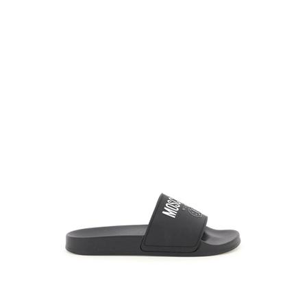 Moschino, Smiley rubber slides Czarny, Mężczyzna, Rozmiar: 43 EU