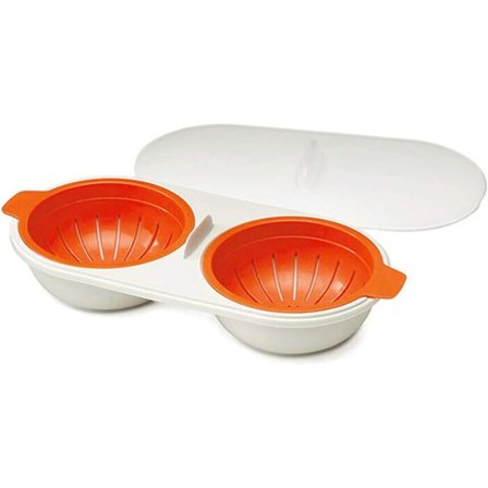Dobbel kopp eggkoker, mikrobølgeovn perfekt eggposjer mikrobølgeovn eggposjer hjemmekjøkken dingser verktøy matlagingsverktøy (oransje)