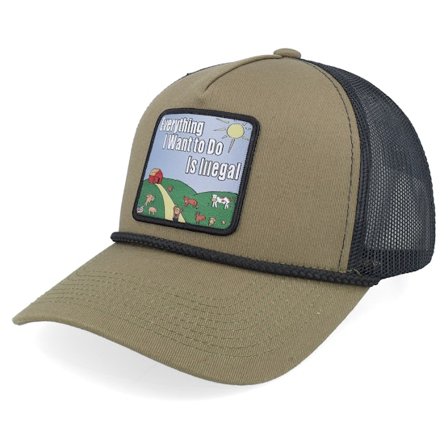 BOOM - Svart trucker Keps - Just A Jocke Quote Patch Rope Olive/Black A-frame Trucker @ Hatstore
