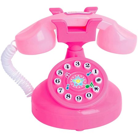Leksakstelefon för pojkar och barn, fast telefon, leksakstelefon i plast, babydocka, prattelefon, retro telefon
