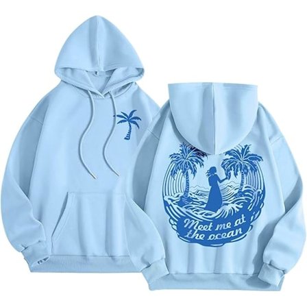 Palm Puff Hoodie Överdimensionerad Långärmad Tröja med Bokstavstryck för Tonårsflickor Y2k Huvtröja Mode Snodd Tröja med Fickor