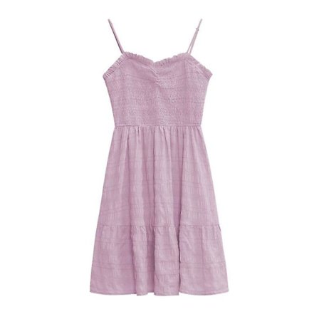 Dam Vår Sommar Rem Enfärgad Swing Hög Midja A Linje Semesterklänning