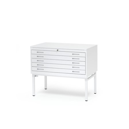 Kompletter Zeichenschrank SKETCH aus Metall, einzeln, A1, Platte aus Stahlblech, weiß