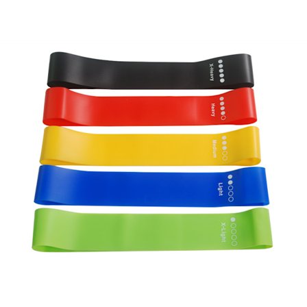 5 st motståndsband, Elastici Fitness Bands 5 nivåer St