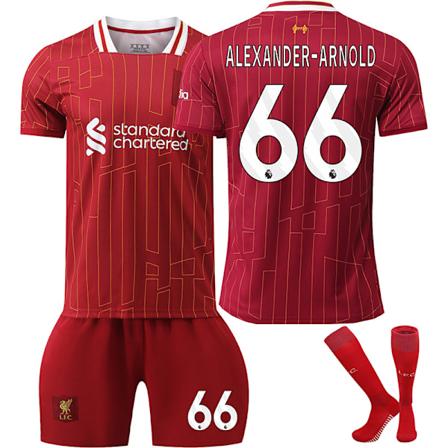 24-25 Liverpool tröja nr 11 Salah 9 Firmino 66 Arnold 10 McAllister fotbollströja nr 66 med strumpor nr 66 med strumpor No. 66 with socks Size S