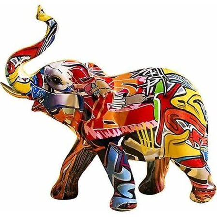 Elefant Ornament Kreativ Farve Graffiti Elefant Skulptur Resin Dyre Statue Dekoration Elefant Statue Hjem Dekoration
