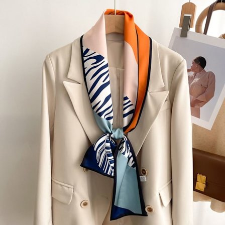 Silk Scarf Sjal Lång Smal Små Siden Scarves ORANGE
