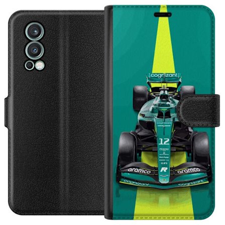 Yhteensopiva Lompakkokotelo OnePlus OnePlus Nord 2 5G Aston Martinin Formula 1 -auto vihreässä kilpailumuotoilussa, jossa on moderni studiosentuntma