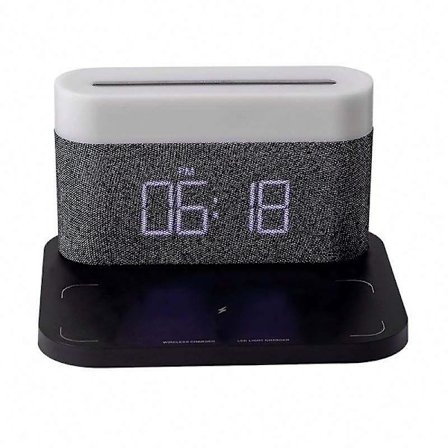 Bluetooth-högtalarklockradio med digital väckarklocka trådlös laddare den bästa presenten till familjen svart