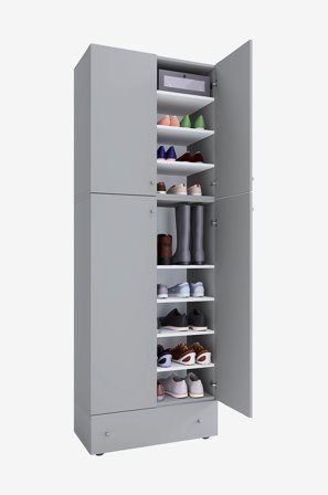 VCM - Vcm Kenkäkaappi Lona Xxl 9-lokeroiset saranaovet - Laatikolla varustettuna. - Harmaa - Kenkäkaapit - - Homeroom