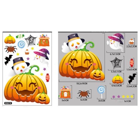 Halloween statiske klistremerker Pumpkin Bats Witch 2 2