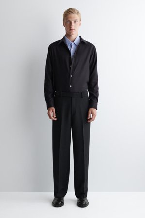 COS Men's Camicia In Flanella Di Lana Dal Taglio Rilassato in Blu