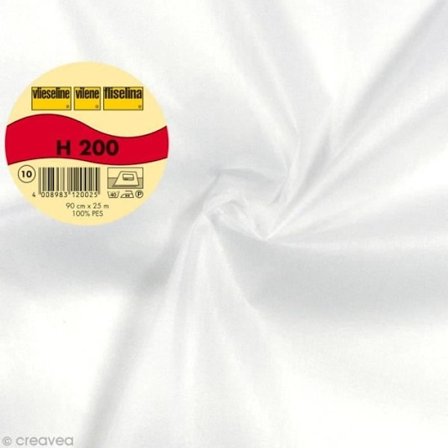 Vlieseline H200 - VLIESELINE - Bredd 90 cm - Vit - Mjuk klibbig - Per meter