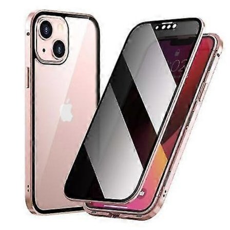 Magnetisk Privacy-deksel med lås for iPhone 15 Pro Max, Anti-Peeping Magnetisk Herdet Glass Dobbeltsidig Telefondeksel